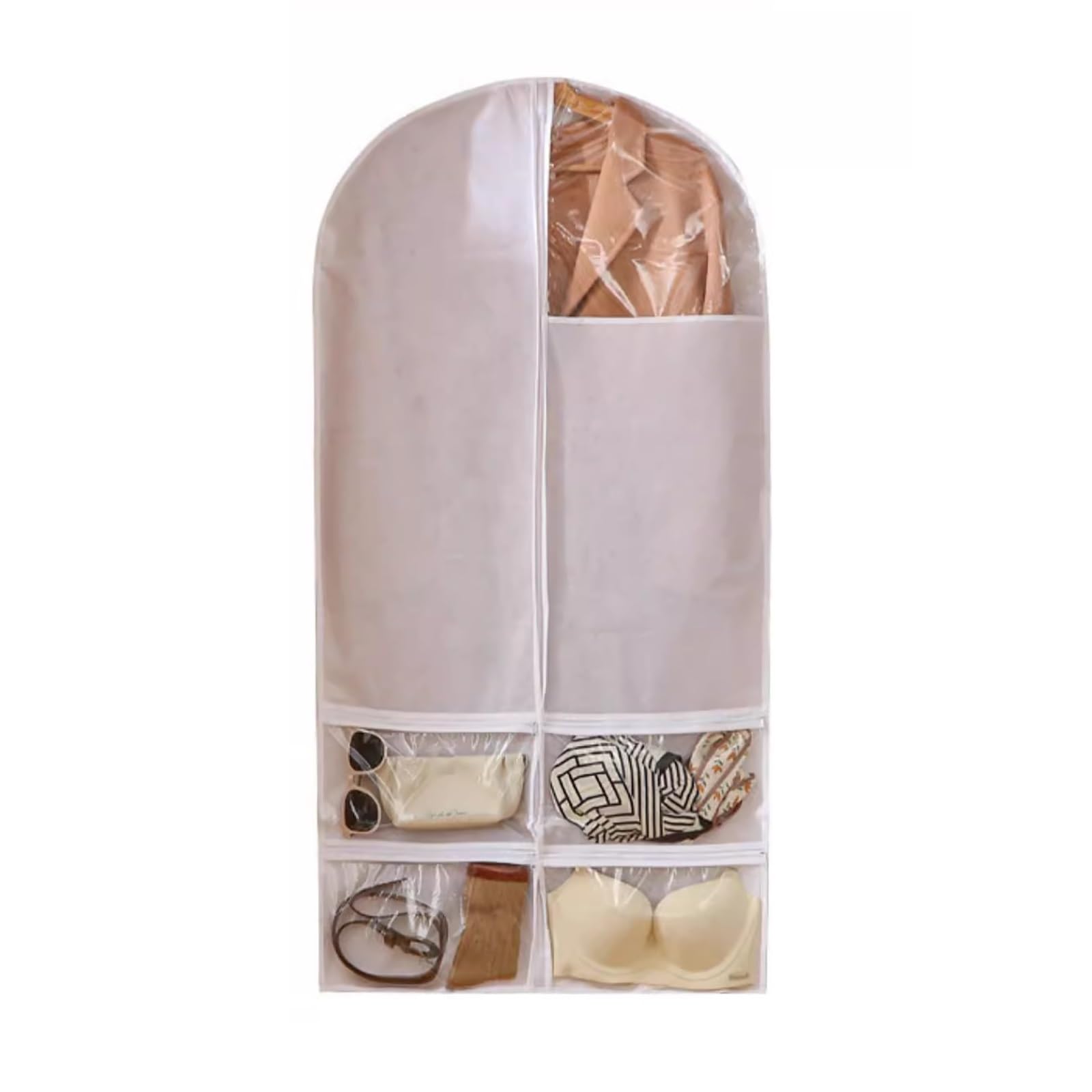 Garment Bags， Clothes Bags for Storage Hanging, Suit for Closet, Garment Cover with 4 Pockets(White,60 * 160cm/24 * 63in)