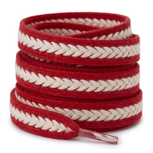 Lilybekind 3/5' Wide Thick fat shoe laces for sneakers boots flat replacement shoelaces shoe strings (Red white, 120cm)