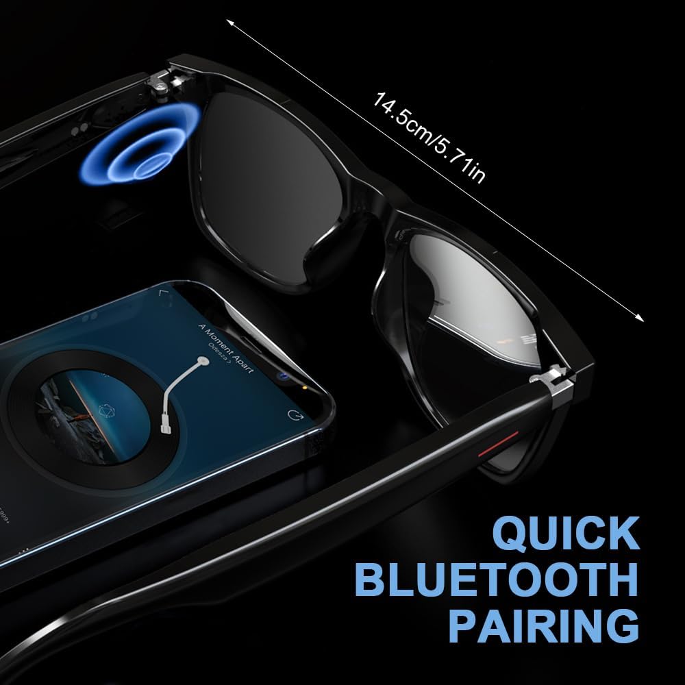 Lunettes intelligentes AI avec traduction en temps réel - Bluetooth avec plus de 110 langues, AI multifonction pour femmes et hommes (blanc)