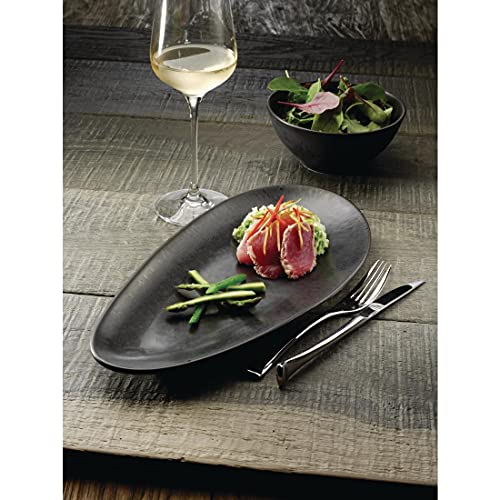 Olympia Fusion Unique Oval Plate - Porcelain - Unglazed Foot - 357 x 172 mm, Black, 357 x 172mm - Image 4