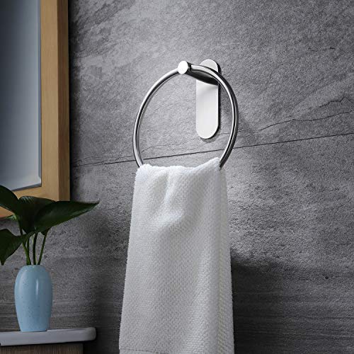 Taozun Towel Ring/Hand Towel Holder - Self Adhesive Round Towel Rack for Bathroom SUS 304 Stainless Steel