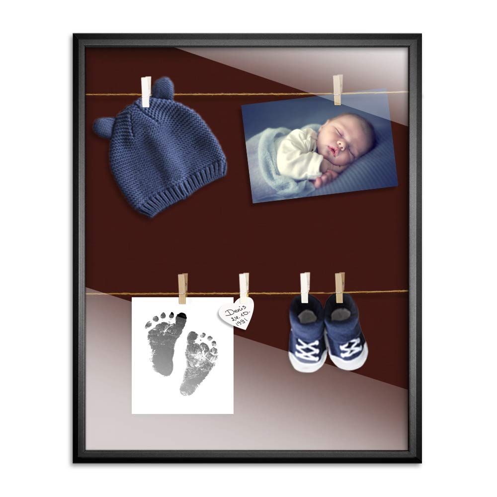 Bildershop-24 Marcos para Fotos, Fotos, Fotos, Calzado de bebé, Incluye 20 Pinzas y cordón 13 x 18 cm Varianto35 Negro con paspartú Azul, MDM, Ziegelrot, 30 x 60 cm
