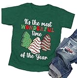 Toddler Christmas Shirts Girls Boys Christmas Tree Cake T Shirt Kids Xmas Tee Short Sleeve Tops Green-a