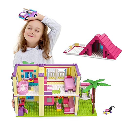Finebely Dream Girls Friends House Building Set, Villa House Building Blocks Kit Included 4 Mini Toy Figures, A Buildable Car, Swing, For Girls Kids Aged 8 Years And Up, 892 Pcs #TOP3