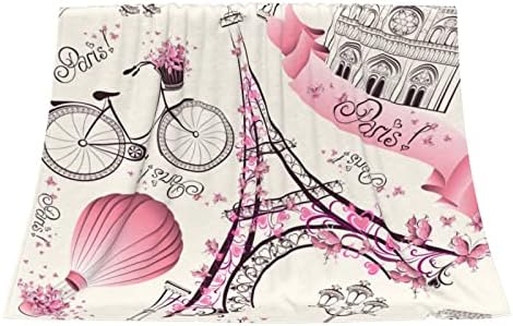 Bed Throw Blanket Romantic-Paris-Eiffel-Tower Lightweight Super Soft Luxury Sofa Blanket Microfiber 80x60 Inch