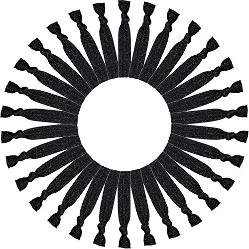 30 Pcs Ribbon Elastic Hair Ties Glitter Black No Crease Hair Ties for Women Ouchless Ponytail Holder