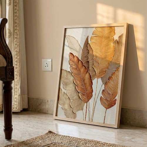 Image of kotart Aesthetic leaf Art Home Decoration | Floral Paintings With Frame For Living Room Bed Room Hotel Wall Decor Digital Reprint (13x17 inch)