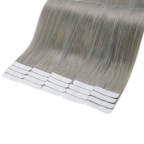Hair Extension Tape in Human Hair 14 Inches Grey Blonde Hair Extensions 40g Tape in Hair Extensions for Women