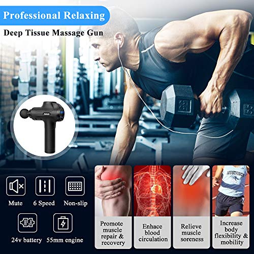 Massage Gun Muscle Deep Relaxation Handheld Massager Gun Deep Tissue Percussion Cordless Body Massage Device Upgraded 20 Adjustable Speeds 6 Massage Heads Quiet - Thumbnail 4