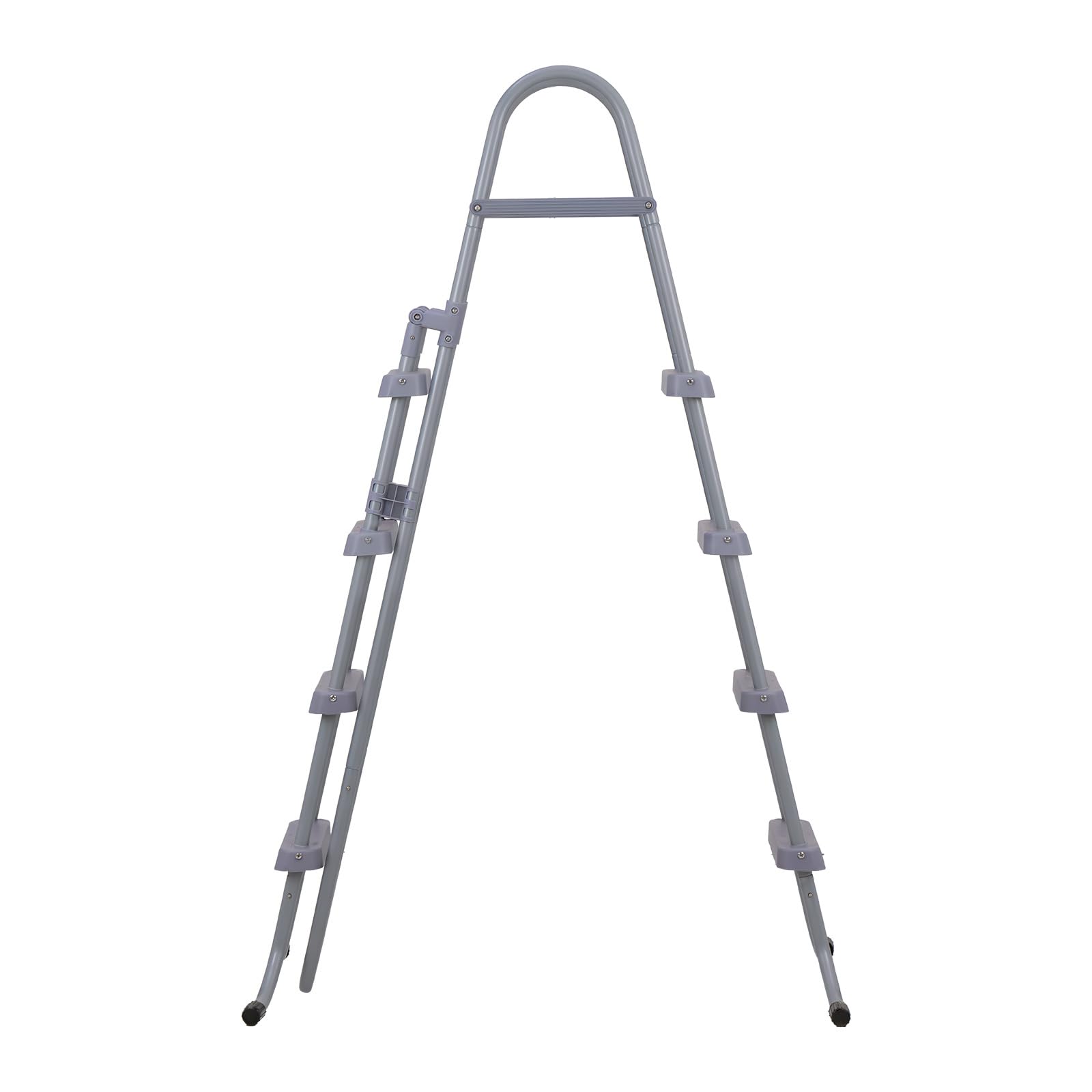 VEVOR Échelle de Piscine Hors Sol 132 cm Acier au Carbone 4 Marches PP Antidérapantes Capacité 136 kg Gris