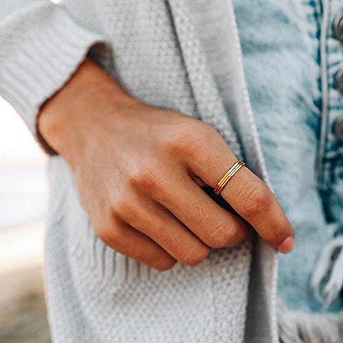 Pura Vida Gold Plated Delicate Stacked Rings - Brass Base .925 Sterling Silver - Size 5-92