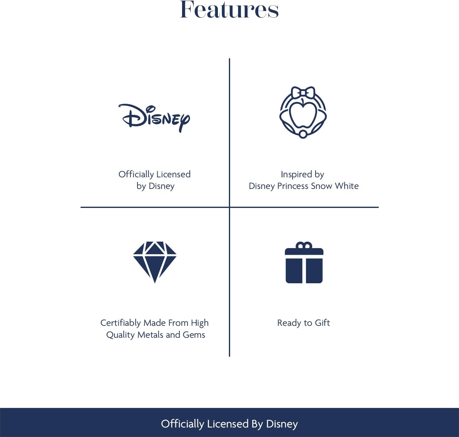 Jewelili Enchanted Disney Fine Jewelry Snow White 85th Anniversary Collectors Edition Necklace for Women |14K Rose Gold over Sterling Silver | Garnet & 1/10 CTTW White Diamond