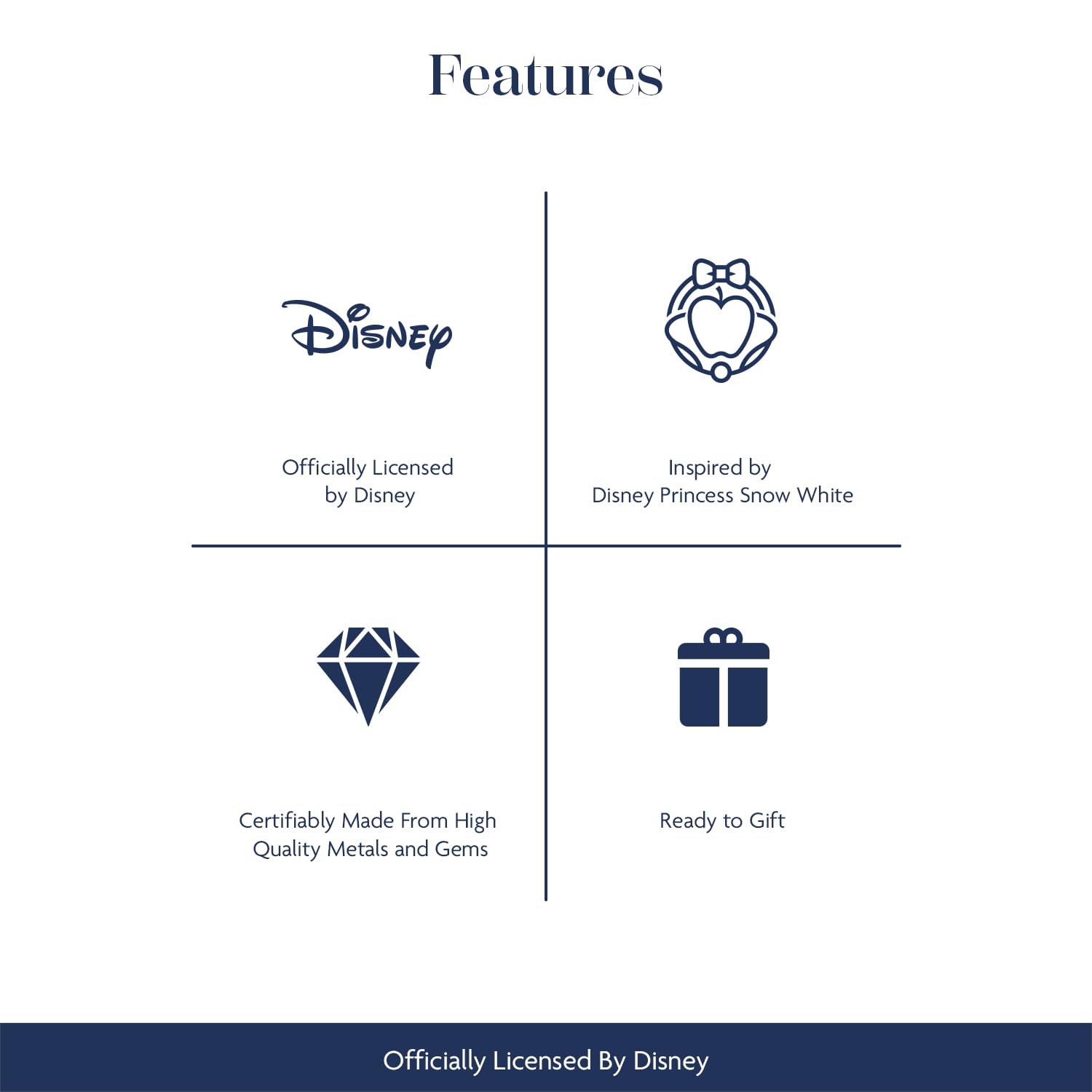 Jewelili Enchanted Disney Fine Jewelry 14K Rose Gold over Sterling Silver with 1/10 CTTW Diamond and Red Garnet Snow White 85th Anniversary Collector's Edition Pendant Necklace