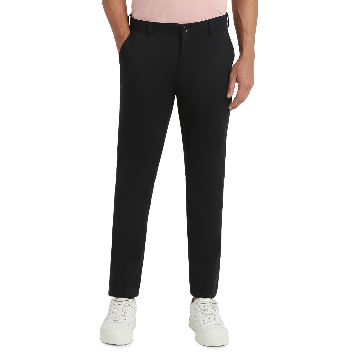 Men Slim Fit Plain Pattern Cotton Blend Flat Front Casual Trouser-image-48
