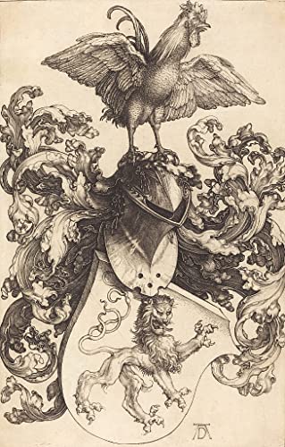Art mural armoiries avec un lion et un coq Dürer impression moderne de luxe