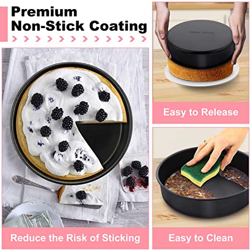 Homikit 8 Inch Cake Pan Set Of 2, Stainless Steel Nonstick Round Cake Baking Pan Mold, Metal Large Birthday Wedding Smash Layer Cheesecake Pans Tins For Cake Pizza Pie Tart Quiche, Healthy & Oven Safe #TOP4