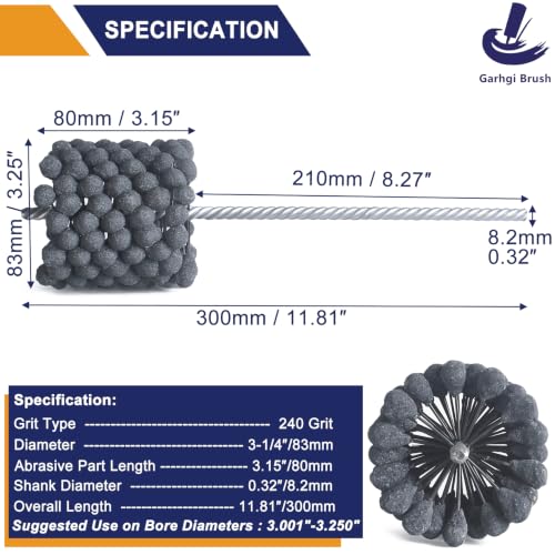 Image of Garhgi 3-1 /4 inch(83mm) Cylinder Hone Tool with 240 Grit SC Balls | Flexible Resilient Ball-Style Honing Deglaze Crosshatch | Automotive Motorcycle Engine Brake Cylinder Rotor Piston Steel Iron