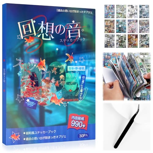 Image of 990Pcs Cute Scrapbook Stickers Travel Y2k Japanese Sticker Book for Adult Kawaii Korean Stickers for Journaling Heisei Retro Aesthetic Sticker Manga Style Decor for DIY Crafts Junk Journal Gifts Sound