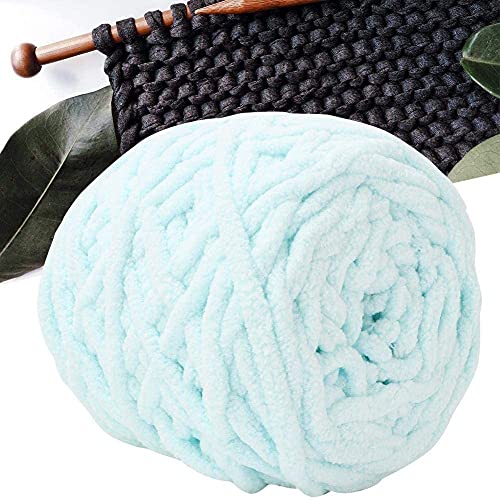 Image of Super Thick Fluffy Jumbo Polyester Baby Blanket Chenille Yarn For Knitting,Crochet&Home Decor Projects,Afghans,Throw Pillows,Cushions&Blankets. -100 Gms 6Mm Thickness, Blue