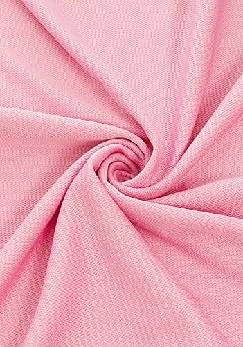 Clovery Coolmax Fabric Moisture Wicking Short Sleeve 2-Button Polo Shirt Lightpink Xl #TOP4