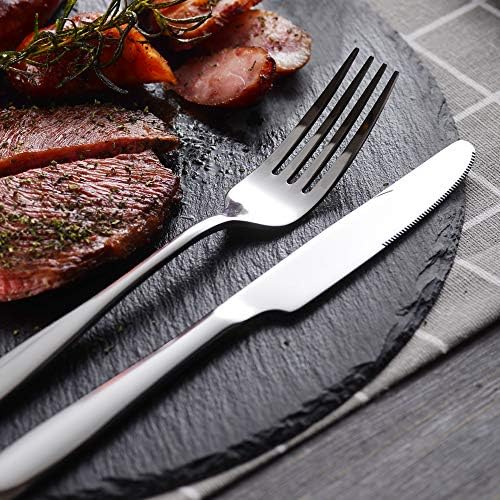 Velaze 12-Piece Dinner Knives Set, Premium Stainless Steel Steak Knives Serrated Dinner Knives Cutlery Set, Mirror Polished Design, 8.7 Inches