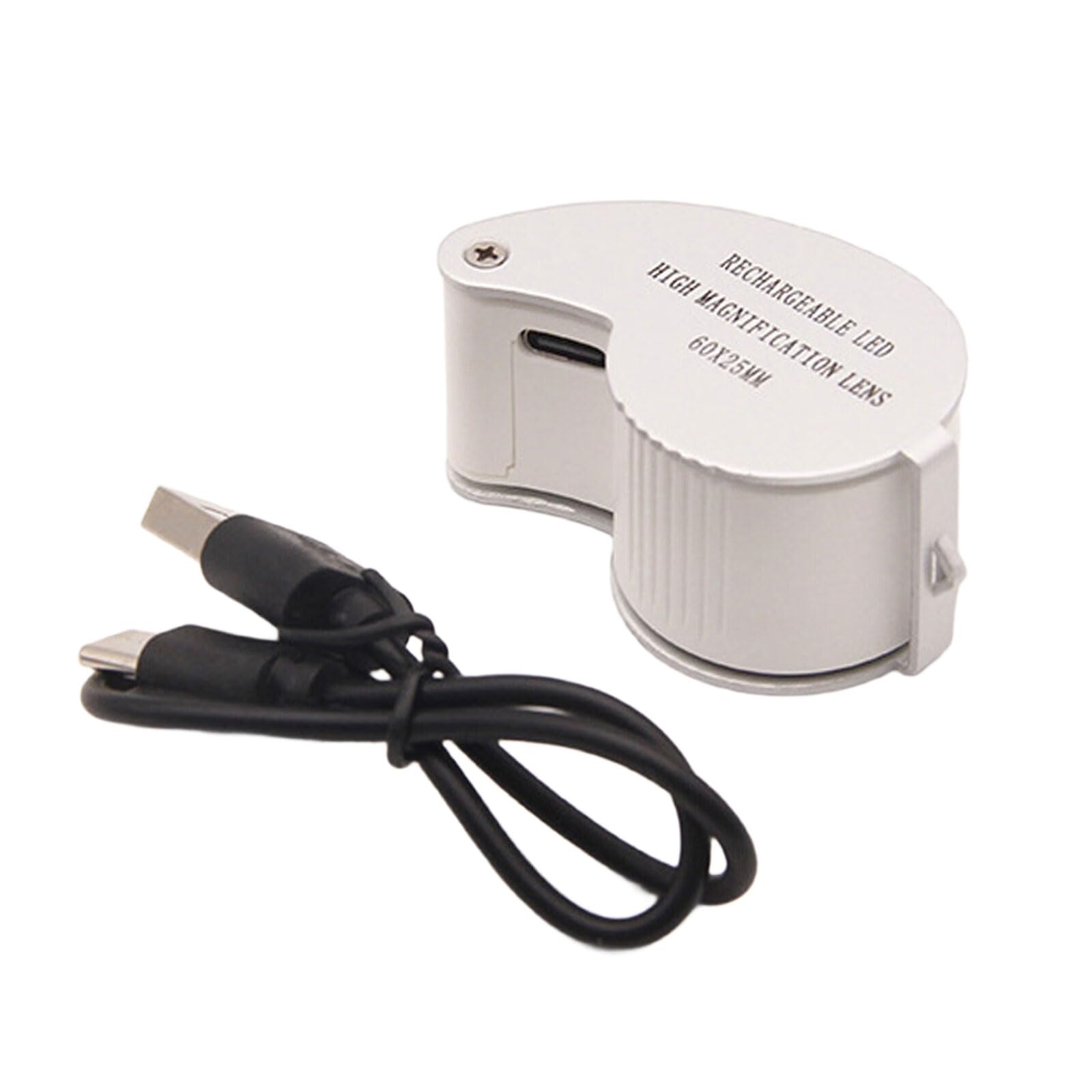 Magnifier Glass 40X/60X Loupe Lens Inspection Handheld Magnifier with LED Light for Coin Portable