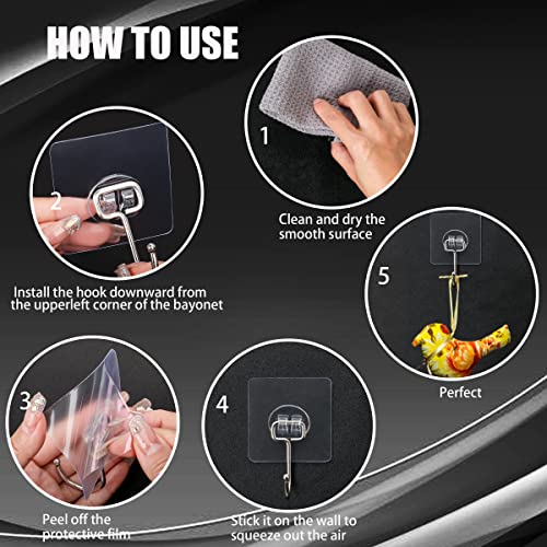 Dkhdbd Large Adhesive Hooks, 16-Pack Hold 44Lb(Max) Heavy Duty Sticky Hooks, Waterproof Transparent Hooks For Hanging, Self-Adhesive Traceless Clear Wall Hooks To Use For Keys Robe & Towel #TOP5