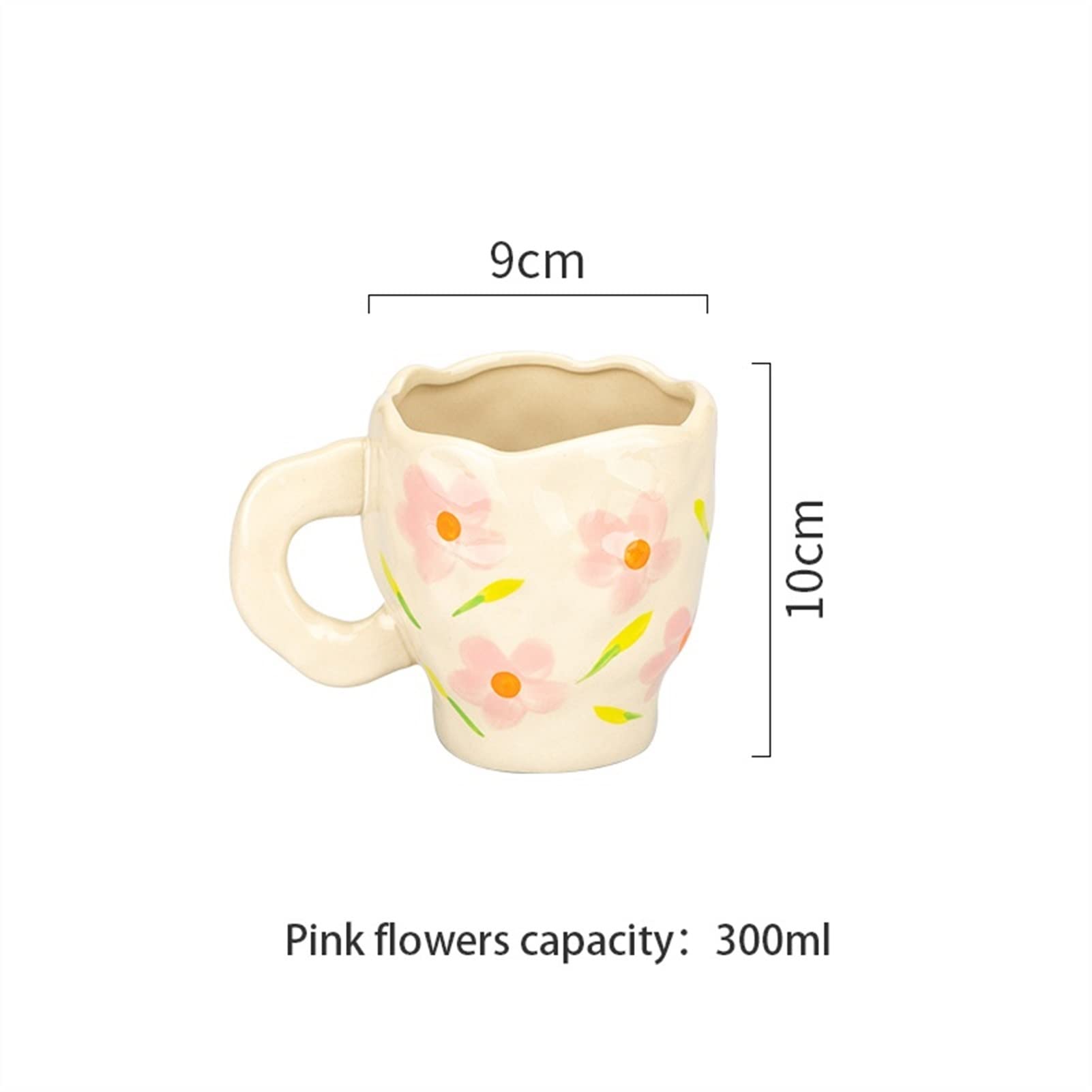 Tazas Taza de café de cerámica Taza de Oficina for el hogar con platillo Flores pintadas a Mano Desayuno Leche Jugo Copa Copa de té de la Tarde Creativa Taza de cerámica (Color : Heart)