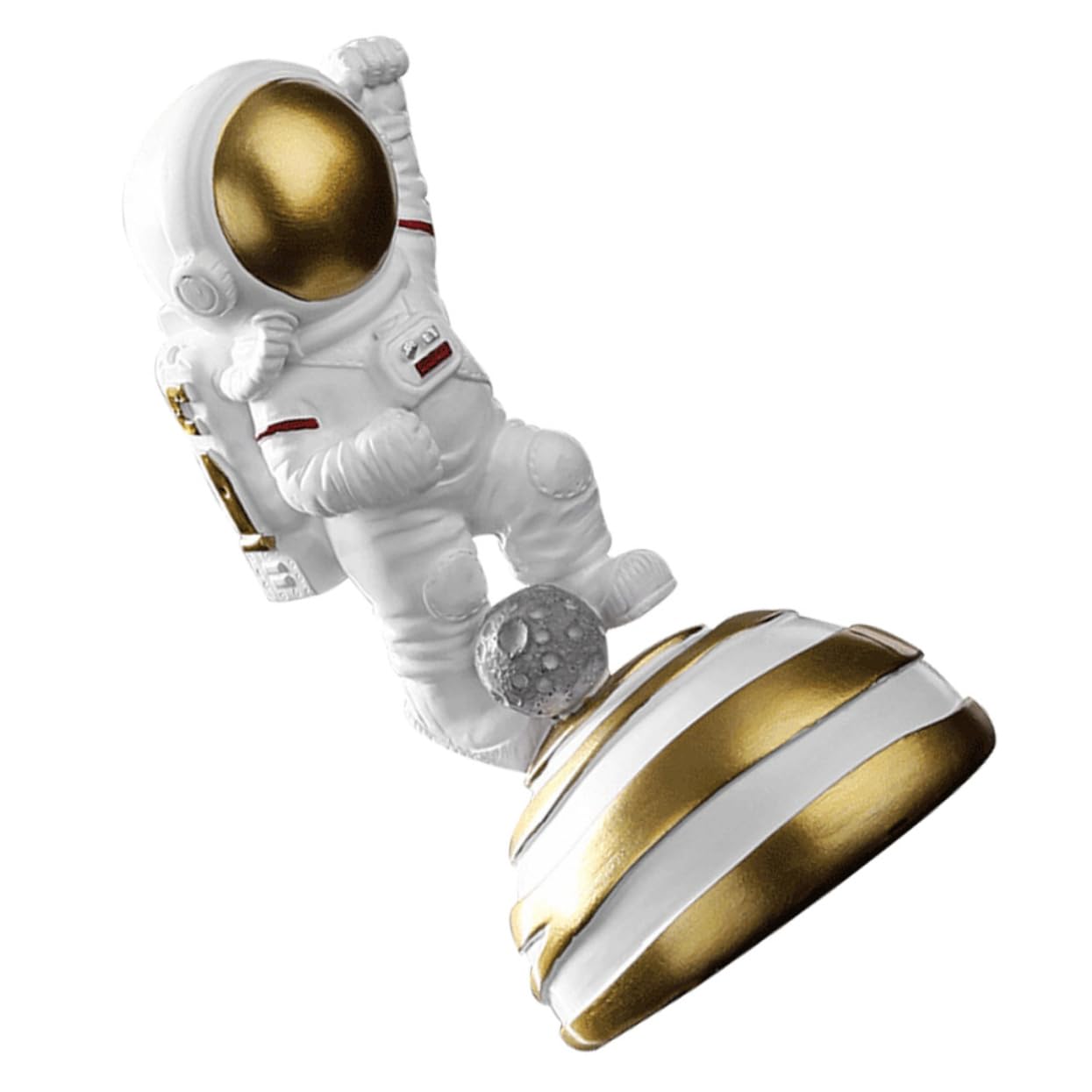 TOPBATHY Estatua de Astronauta Decorativa de Resina Natural Dorada