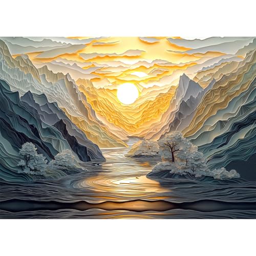 Puzzles Yunlus para Adultos 1000 Piezas Dificultad Intermedia Amanecer en Cima de Montaña Puzzle de 28 x 20 pulgadas miniatura 1