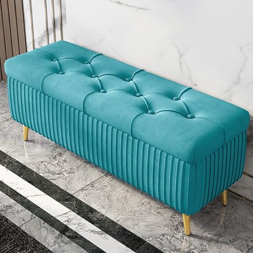 DXYQXL Otomana tapizada de almacenamiento con patas doradas, elegante reposapiés con botones para dormitorio, sala de estar y pasillo, opción de asiento funcional