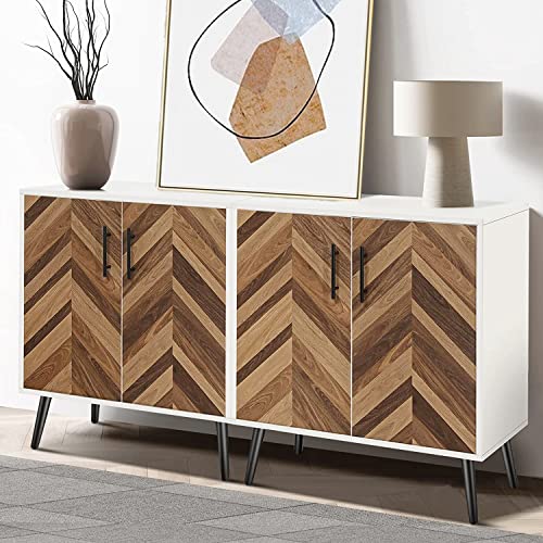 Amzoom White Accent Cabinet With 2 Doors, Small Storage Cabinet With Shelves, Modern Herringbone Sideboard Buffet Cabinet With Storage For Entryway Kitchen Office Living Dining Room Bedroom Or Hallway #TOP4