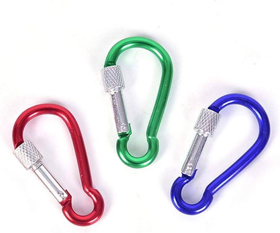 Set of 3 Aluminum Alloy Screw Lock Carabiner Spring Snap Link Hook - 68mm 2.7"