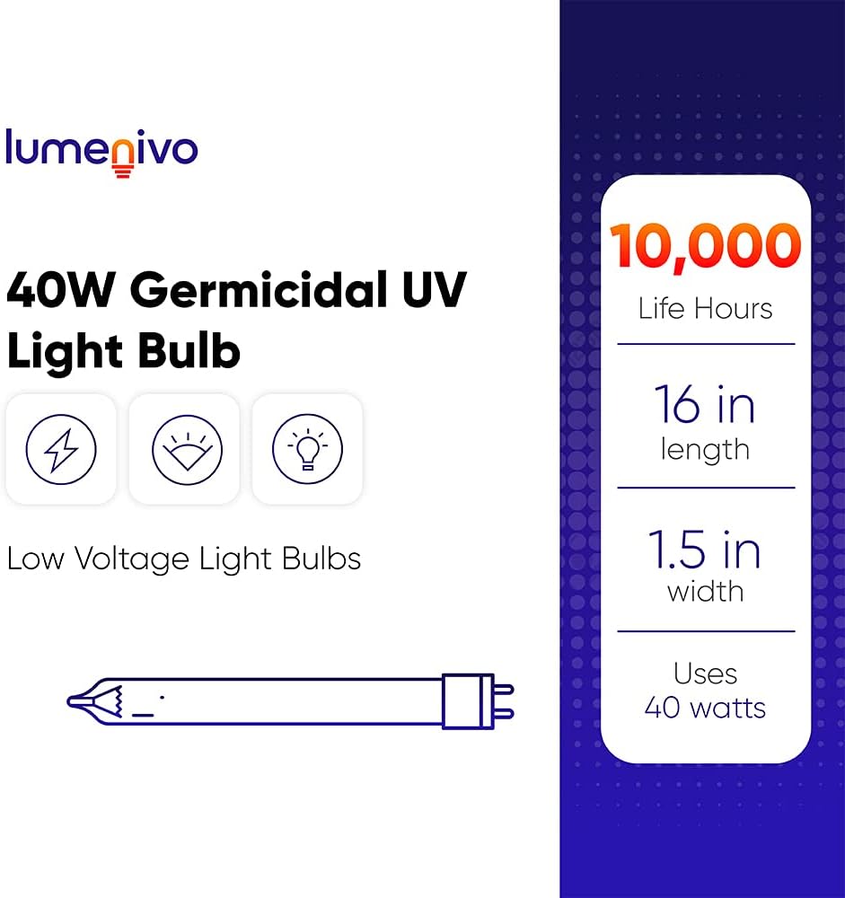 lumenivo UV Lamp 602805 for Viqua/Trojan Max C D D4 Systems 40 Watt UV Replacement Bulb - Germicidal UV Light Bulb Low Ozone with B29-I 4 Pin Large Round with Barriers - 1 Pack