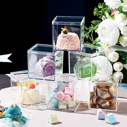 Yulejo Acrylic Plastic Square Cube Small Acrylic Box With Lid Storage Mini Acrylic Boxes Square Display Box Organizer Containers For Candy Pill, Tiny Jewelry, Gifts, 2.56 X 2.56 X 2.56 Inch (48 Pcs) #TOP4