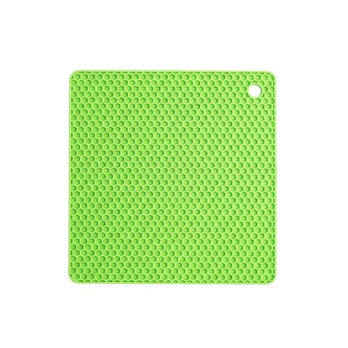 Image of Silicone Trivet Mats,Heat Resistant Pot Holders, Multipurpose Non-Slip Hot Pads for Kitchen Potholders, Hot Dishers, Jar Opener, Spoon Holder, Food Grade Silicone(Green Size Square 7.1''x7.1'')