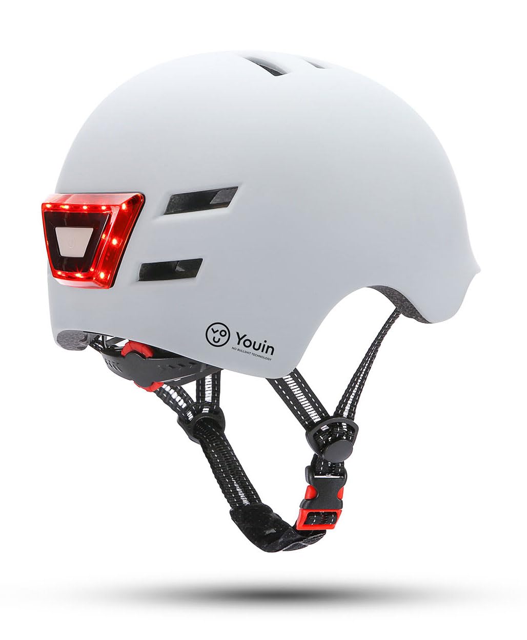 Youin Casco Homologado con LED Frontal y Trasero - Color Blanco - Talla M (52-58cm)- Protección y Visibilidad para Patinetes y Bicicletas - Ventilación Ajustable - Diseño Ligero y Ergonómico