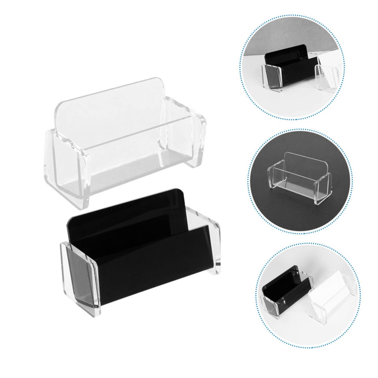 Artibetter 3 Set Biglietti Visita in Acrilico Supporto E Nero Per Scrivania Ufficio Custodia Organizer Con Base Rinforzata Per Carte Design Geometrico Aperto Per Accesso Facile E 2 Pezzi * 3