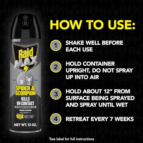 Image of Raid Max Spider and Scorpion Killer, Kills Spiders, Scorpions, Roaches, Ants, Waterbugs, Earwigs, 12 Oz