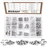 Wokape 264Pcs 304 Stainless Steel Hex Bolts and Pan Phillips Machine Screws Assortment Kit with Washers, M6 M8 M10 Heavy Duty Bolts Screws Nuts