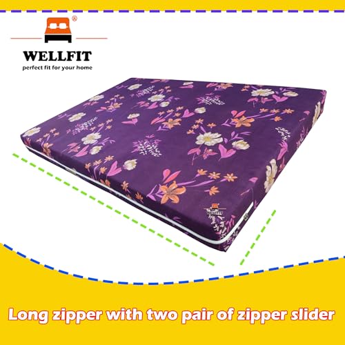 Image of WELLFIT Premium Glace Cotton 300 TC Mattress Cover /Protector for Queen Size Bed with Zip /Chain /5x6 ft / 60x72x6 inch