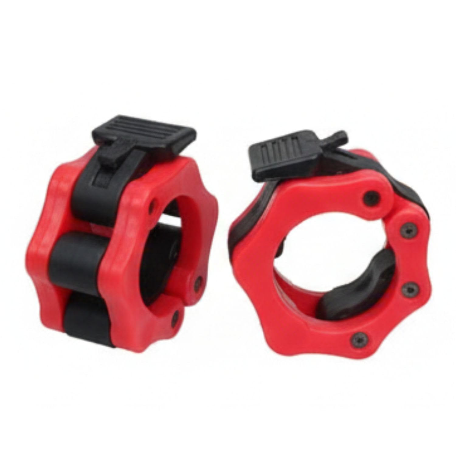 ALANBIU Plastic Rod Locks | Olympic Bar Collar clips | Barbell Clip Pair for 50mm Barbells,Great for Workout, Weightlifting & Fitness (Multicolor, Pair of 2) (RED)-picture-3