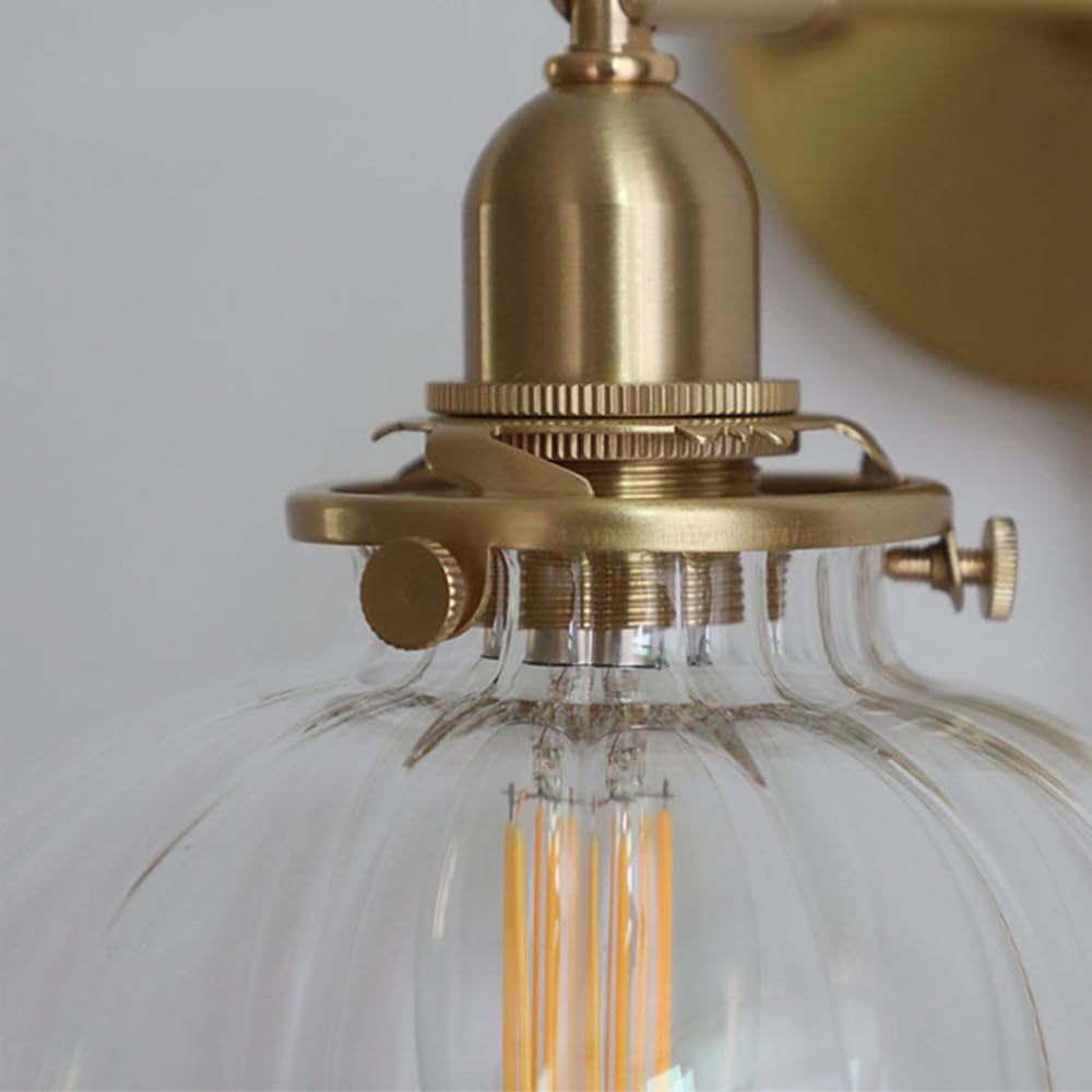 Applique da Parete retrò Industriale, luci da toeletta a 1 Luce per Bagno, Applique da Parete in Vetro Vintage in Ottone, Lampada da Parete per Interni Regolabile a 180 Gradi per Soggiorno, camer