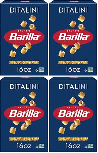 Image of Barilla Ditalini Pasta, 16 oz. Box - Non-GMO Pasta Made with Durum Wheat Semolina - Kosher Certified Pasta (Pack of 4)