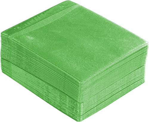 Richen Cd/Dvd/Bluray Sleeves,Double-Sided Refill Plastic Sleeve For Cd And Dvd Storage Binders,100 Pack (Green) #TOP5