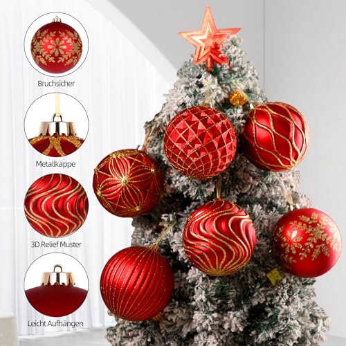 Lanpn 6 STK 15cm Große Weihnachtskugeln für Draußen, Grosse Weihnachtsbaum Kugeln Aussen, XXL Christbaumkugeln Outdoor… – Ansicht 7