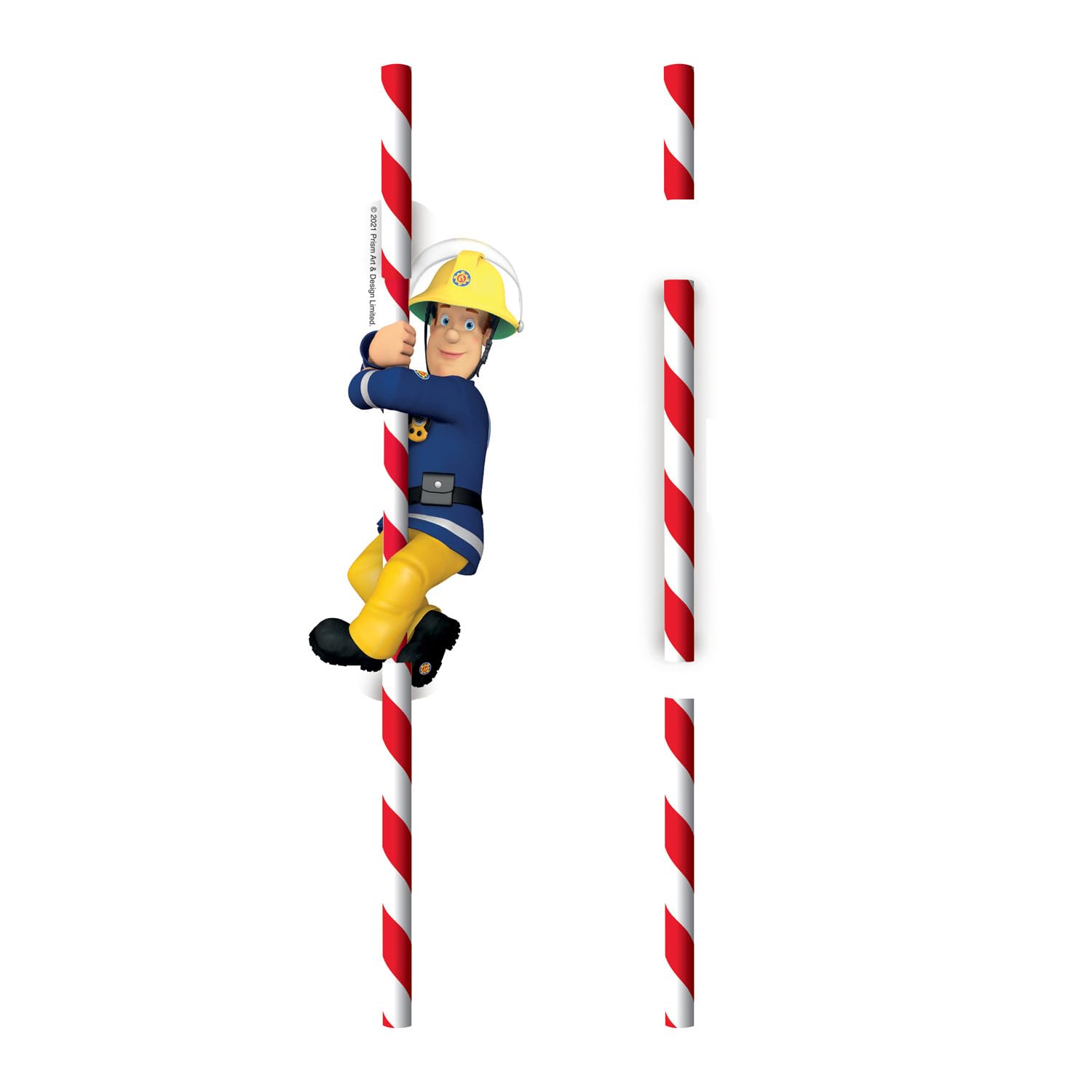 9912970 - Fireman Sam Kids Birthday Party Paper Straws with Card Decorations - 8 Pack