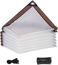 Transparent Tarpaulin with Eyelets 1.5 m x 2 m, Tarpaulin with Eyelets and 15 m Tie Rope, Transparent Weatherproof Tarpaulin Transparent with 25 Cable Ties for Outdoor, Balcony, Garden, Greenhouse
