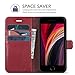 TUCCH Wallet Case for iPhone SE 2022/SE 2020/iPhone 8/7, PU Leather Folio Stand Card Slot Magnetic Closure Flip Cover [TPU Interior Case] Compatible with iPhone SE3/SE2/8/7, Dark Red
