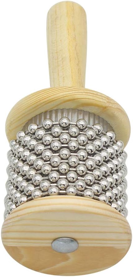 Wooden Cabasa Pop Hand Shaker Percussion Instrument with Metal Beads Small Size